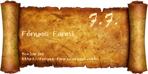Fényes Fanni névjegykártya